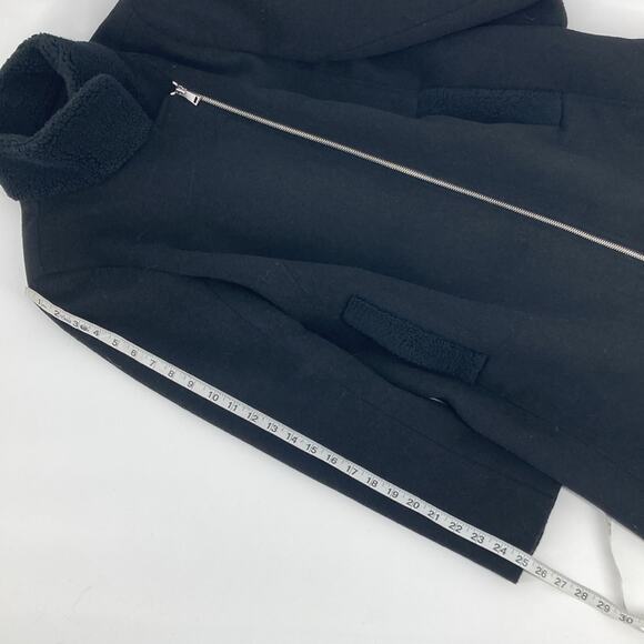 Ann Taylor LOFT Womens Black Wool Moto Zip Front Winter Coat Size Small - Picture 12 of 14